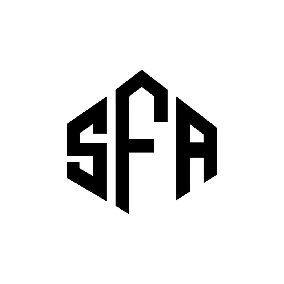 diseño de logotipo de letra sfa con forma de polígono. diseño de logotipo de forma de cubo y polígono sfa. plantilla de logotipo de vector hexagonal sfa colores blanco y negro. monograma sfa, logotipo empresarial y inmobiliario.