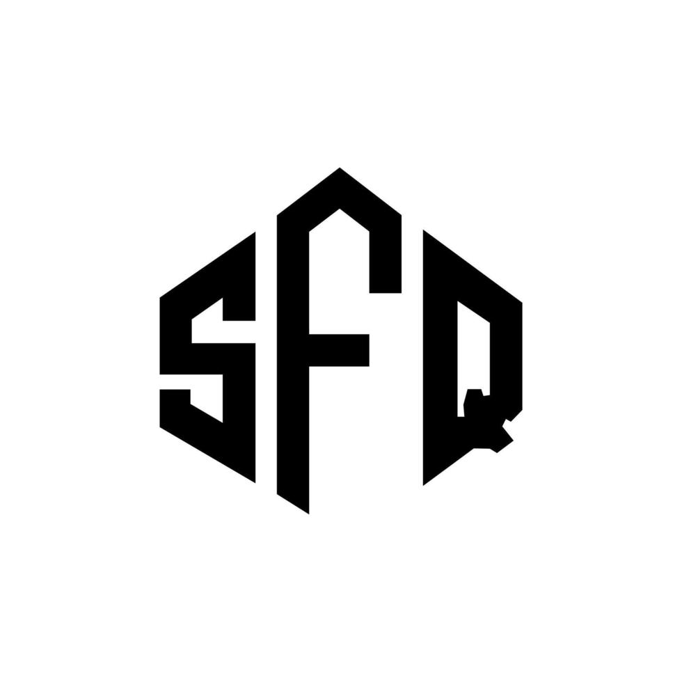 SFQ letter logo design with polygon shape. SFQ polygon and cube shape logo design. SFQ hexagon vector logo template white and black colors. SFQ monogram, business and real estate logo.