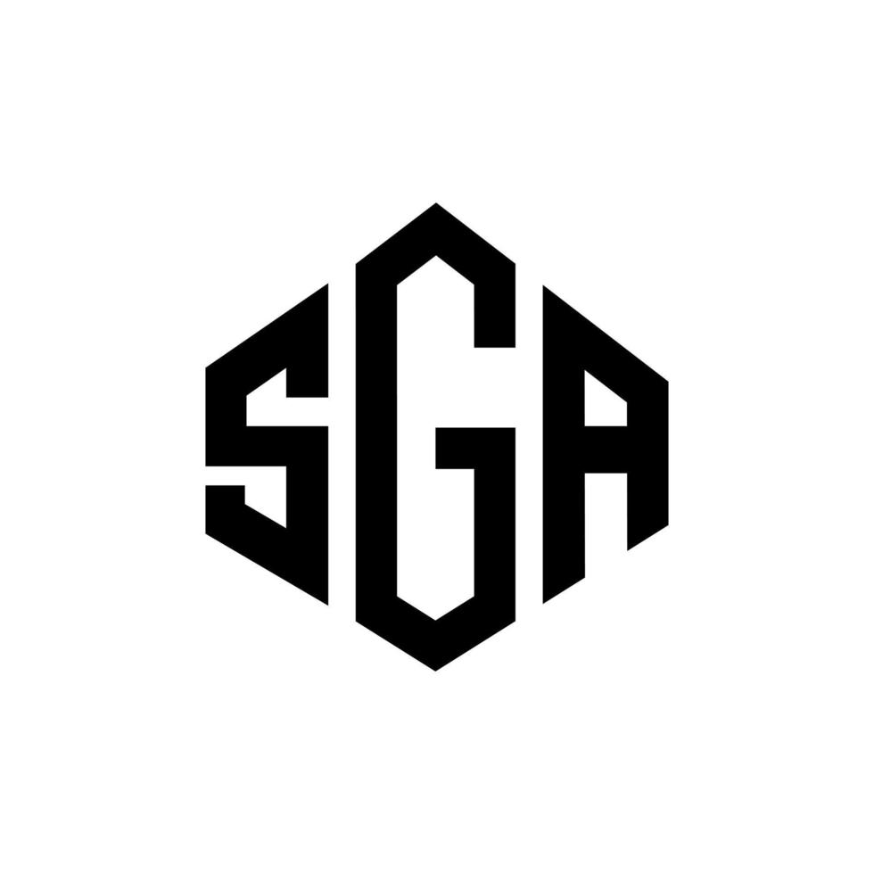 SGA letter logo design with polygon shape. SGA polygon and cube shape logo design. SGA hexagon vector logo template white and black colors. SGA monogram, business and real estate logo.