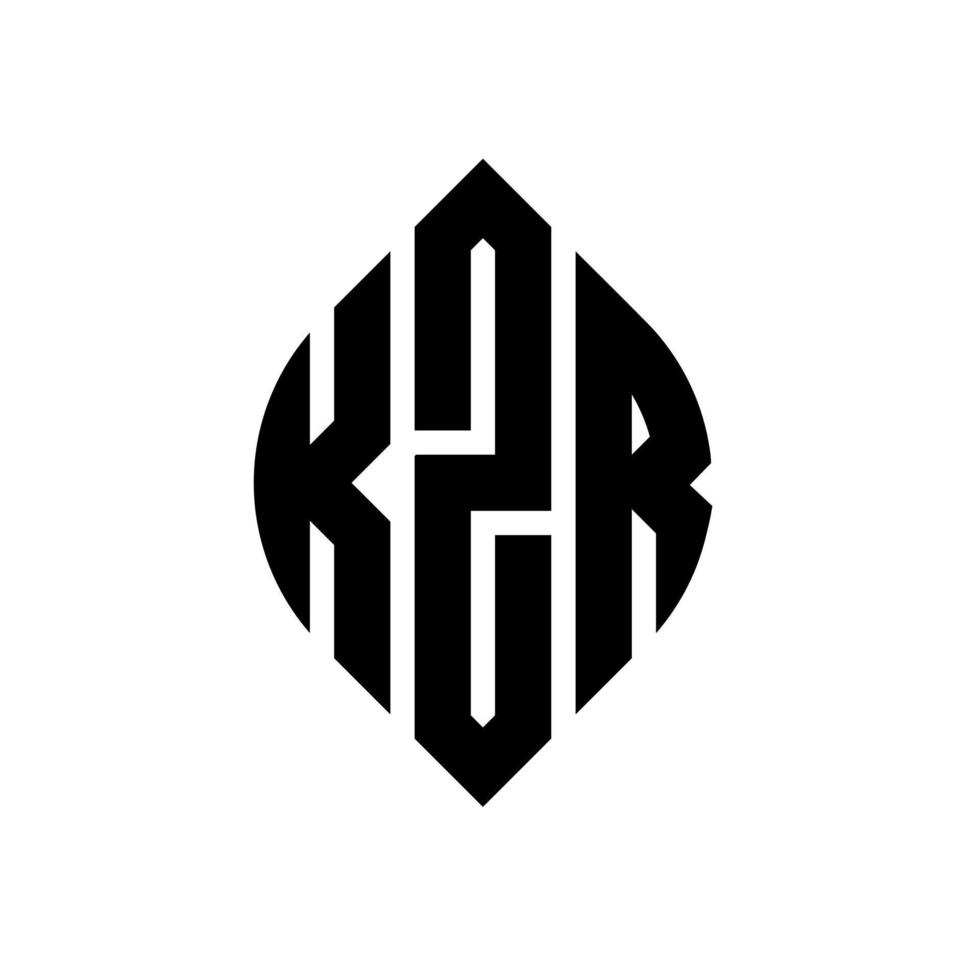 diseño de logotipo de letra de círculo kzr con forma de círculo y elipse. kzr letras elipses con estilo tipográfico. las tres iniciales forman un logo circular. vector de marca de letra de monograma abstracto del emblema del círculo kzr.