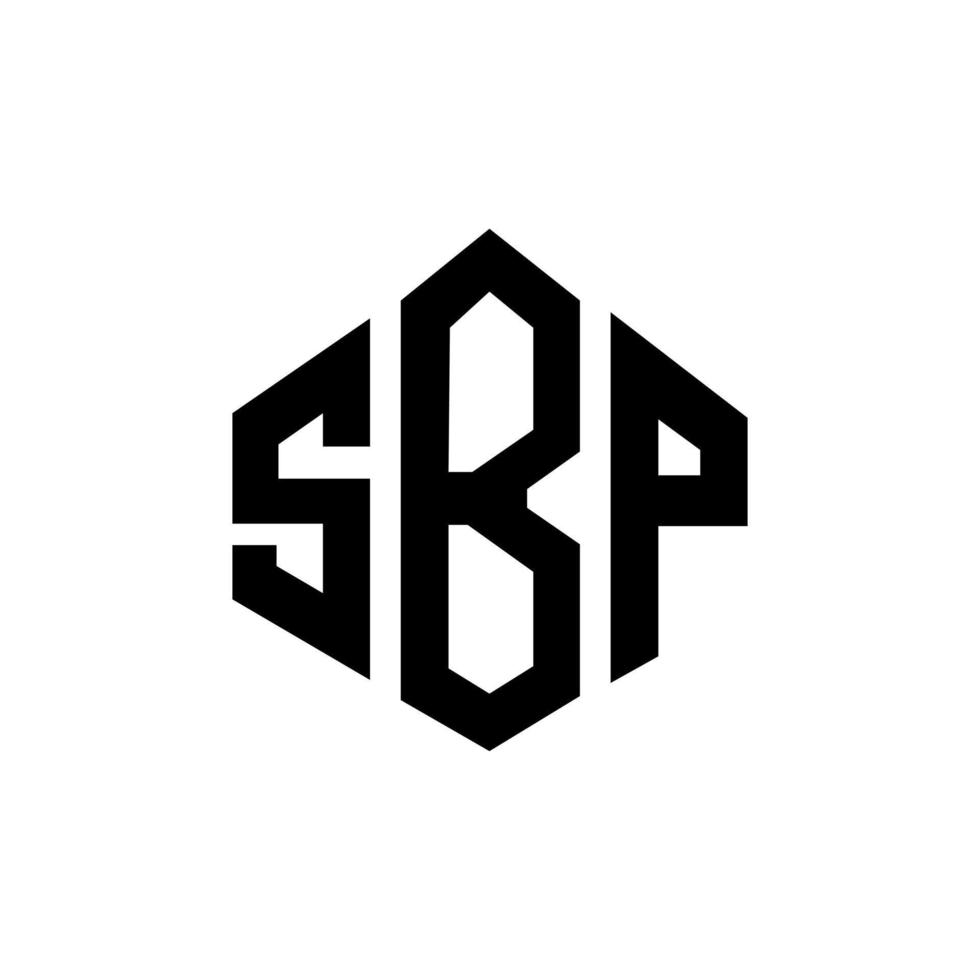 diseño de logotipo de letra sbp con forma de polígono. diseño de logotipo de forma de cubo y polígono sbp. plantilla de logotipo vectorial hexagonal sbp colores blanco y negro. monograma sbp, logotipo comercial y inmobiliario. vector