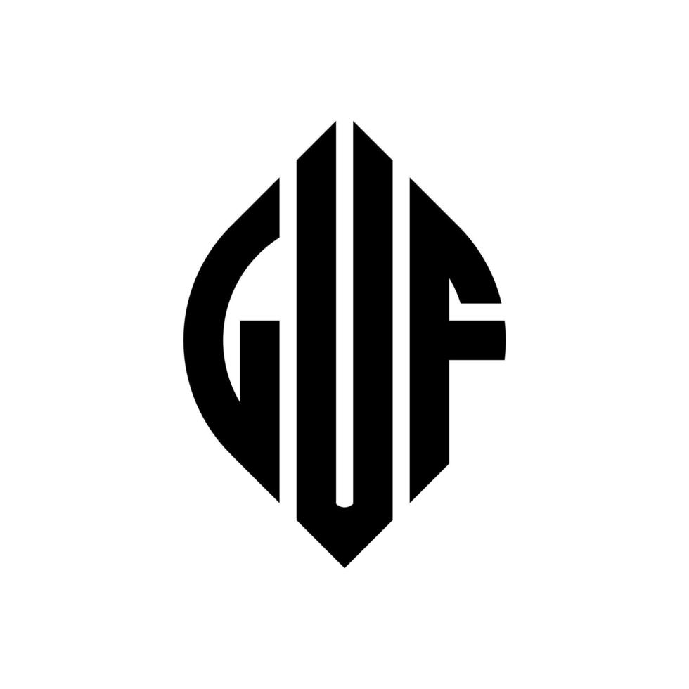 LUF circle letter logo design with circle and ellipse shape. LUF ellipse letters with typographic style. The three initials form a circle logo. LUF Circle Emblem Abstract Monogram Letter Mark Vector. vector