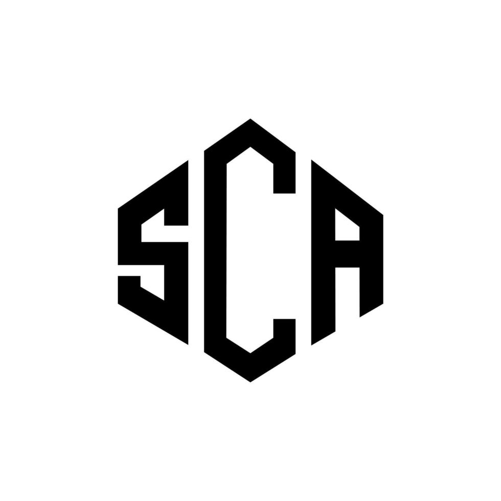 diseño de logotipo de letra sca con forma de polígono. diseño de logotipo de forma de cubo y polígono sca. sca hexágono vector logo plantilla colores blanco y negro. monograma sca, logotipo empresarial y inmobiliario.