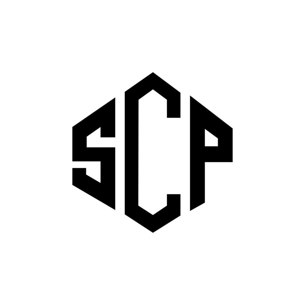 diseño de logotipo de letra scp con forma de polígono. diseño de logotipo en forma de cubo y polígono scp. scp hexágono vector logo plantilla colores blanco y negro. monograma scp, logotipo empresarial y inmobiliario.