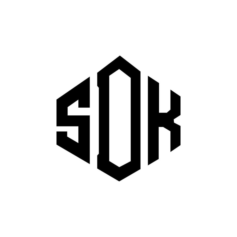 SDK letter logo design with polygon shape. SDK polygon and cube shape logo design. SDK hexagon vector logo template white and black colors. SDK monogram, business and real estate logo.