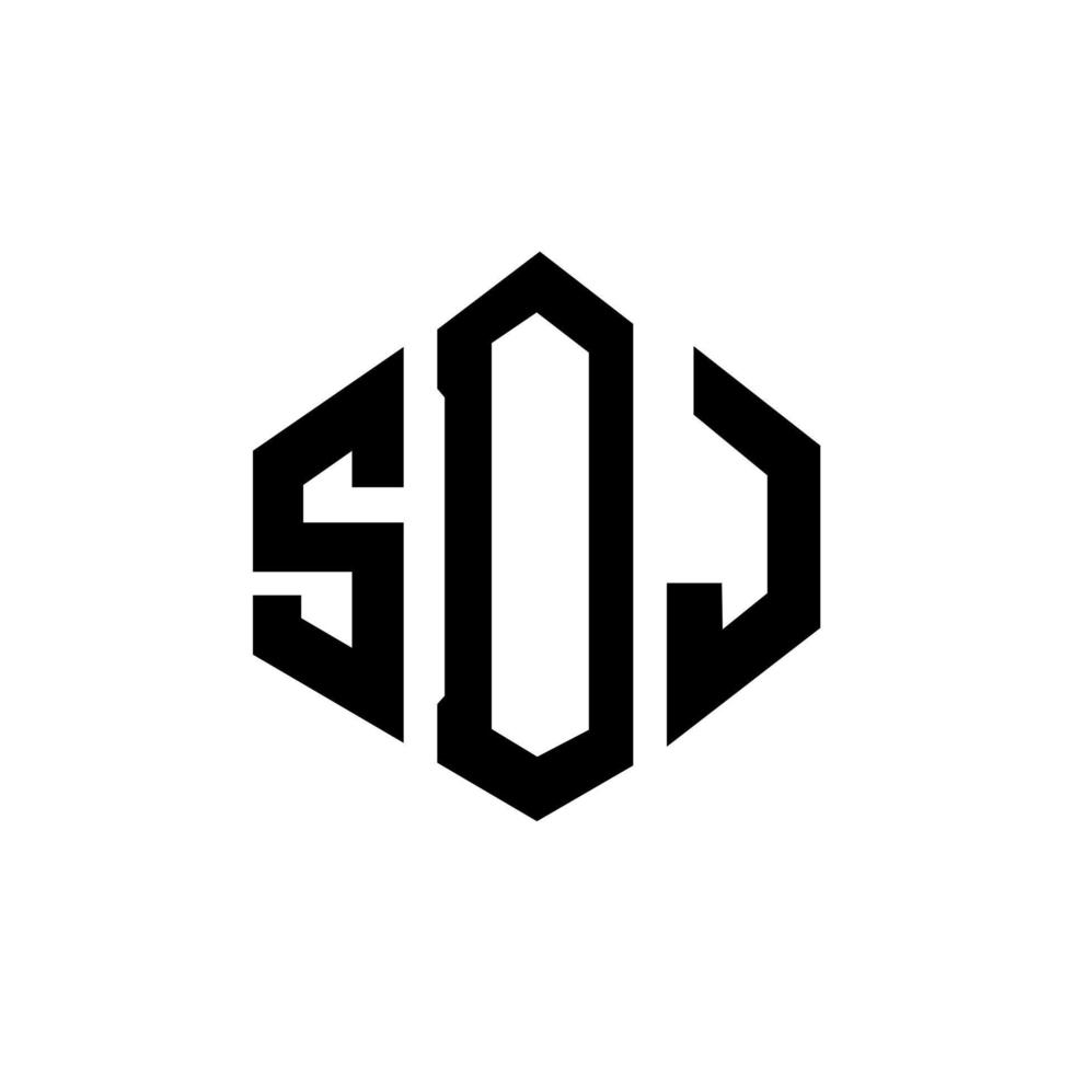 SDJ letter logo design with polygon shape. SDJ polygon and cube shape logo design. SDJ hexagon vector logo template white and black colors. SDJ monogram, business and real estate logo.