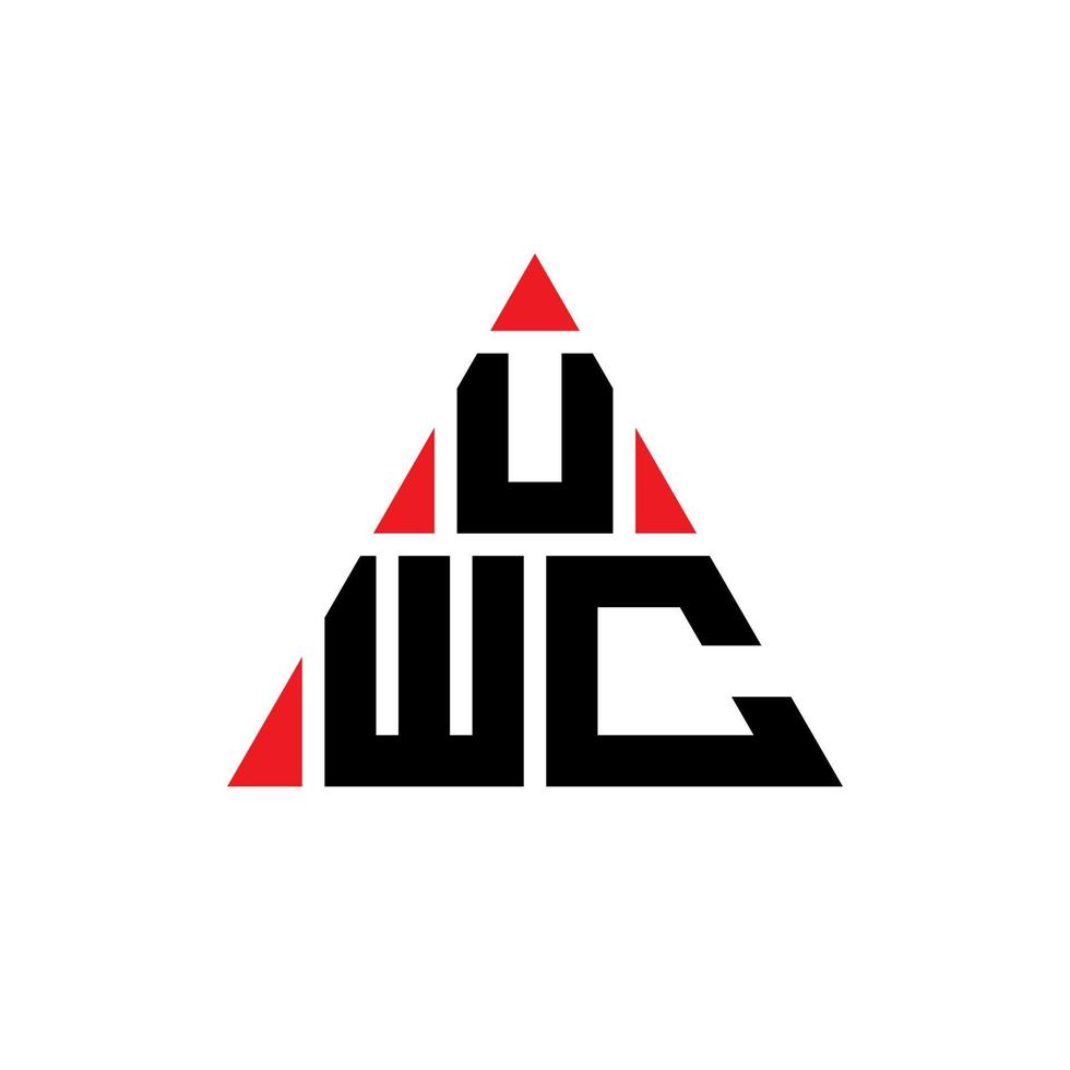 UWC triangle letter logo design with triangle shape. UWC triangle logo design monogram. UWC triangle vector logo template with red color. UWC triangular logo Simple, Elegant, and Luxurious Logo.