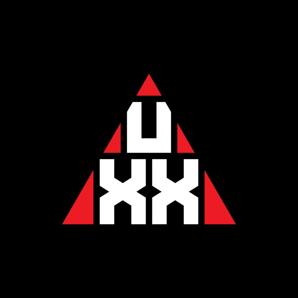 Diseño de logotipo de letra triangular uxx con forma de triángulo. monograma de diseño de logotipo de triángulo uxx. plantilla de logotipo de vector de triángulo uxx con color rojo. logotipo triangular uxx logotipo simple, elegante y lujoso.