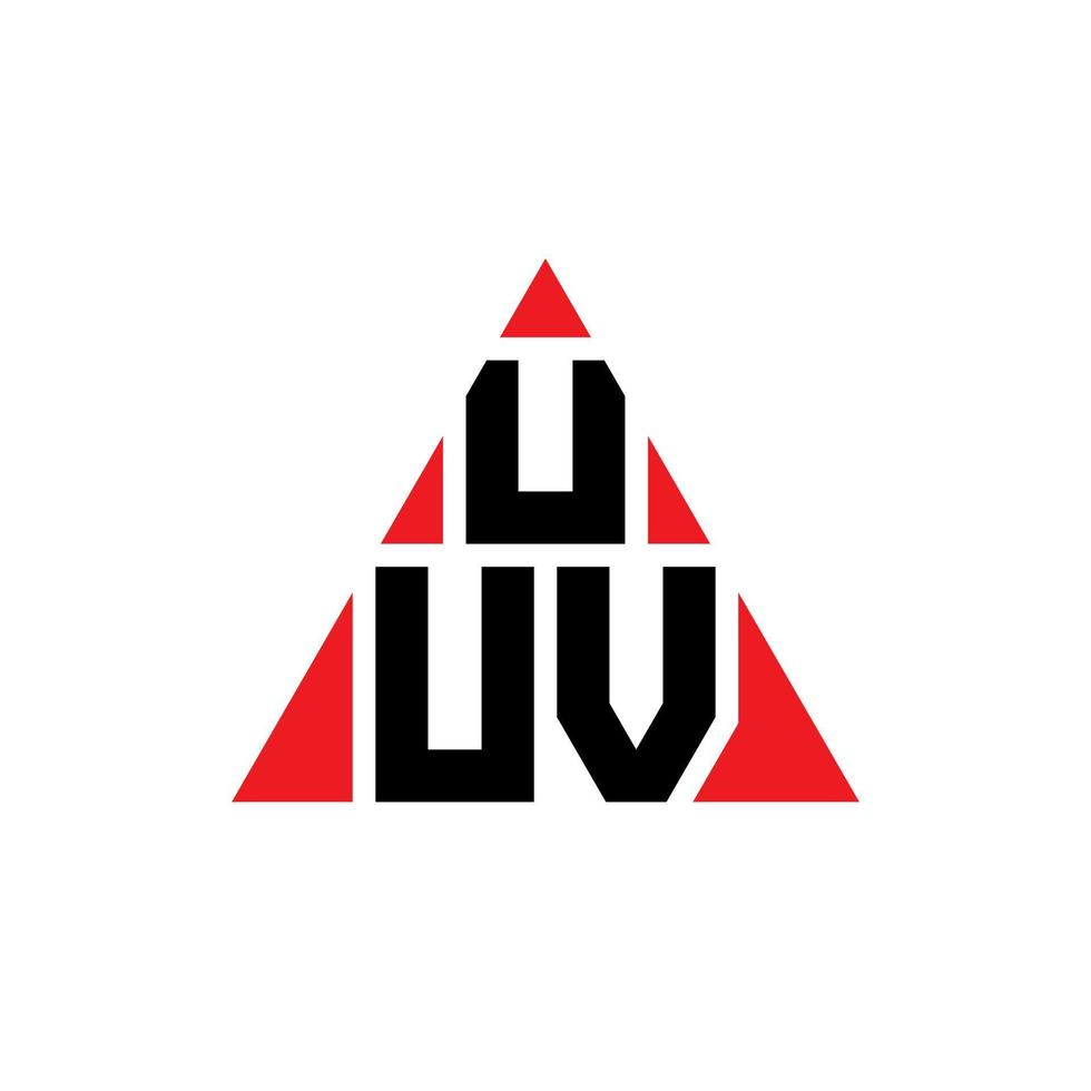 UUV triangle letter logo design with triangle shape. UUV triangle logo design monogram. UUV triangle vector logo template with red color. UUV triangular logo Simple, Elegant, and Luxurious Logo.