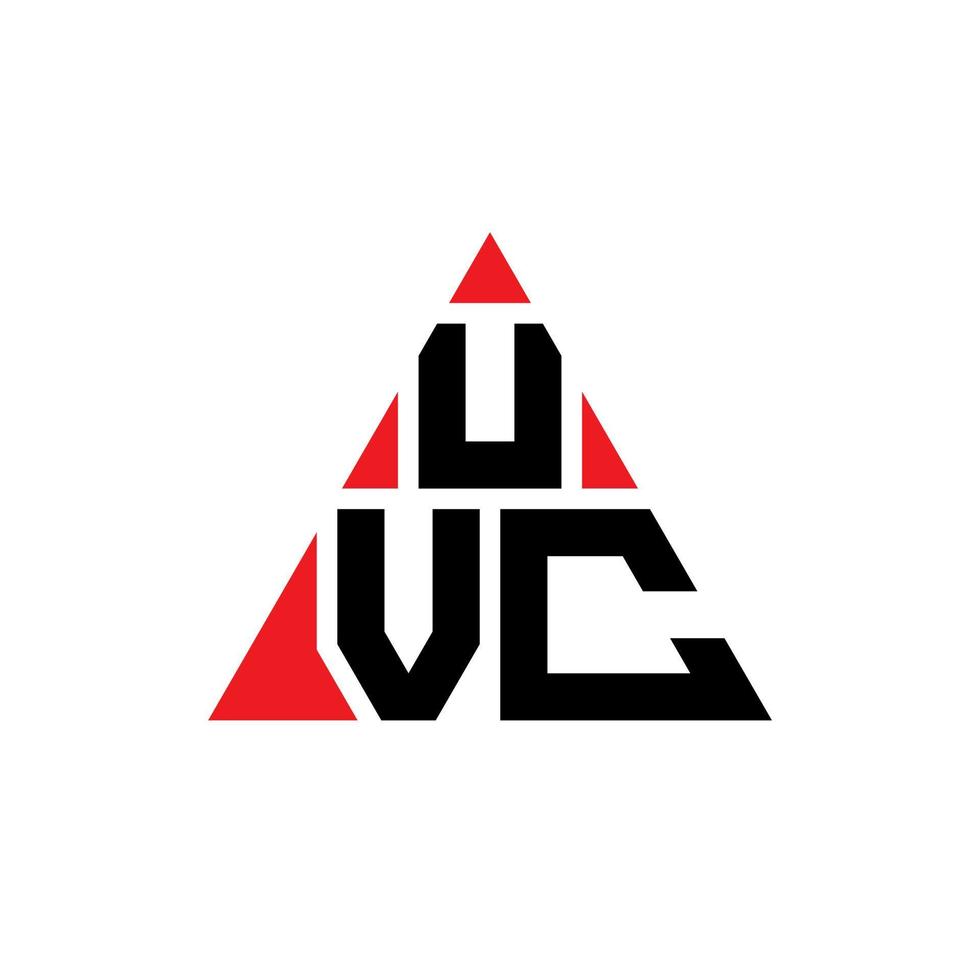 diseño de logotipo de letra triangular uvc con forma de triángulo. monograma de diseño de logotipo de triángulo uvc. plantilla de logotipo de vector de triángulo uvc con color rojo. logotipo triangular uvc logotipo simple, elegante y lujoso.