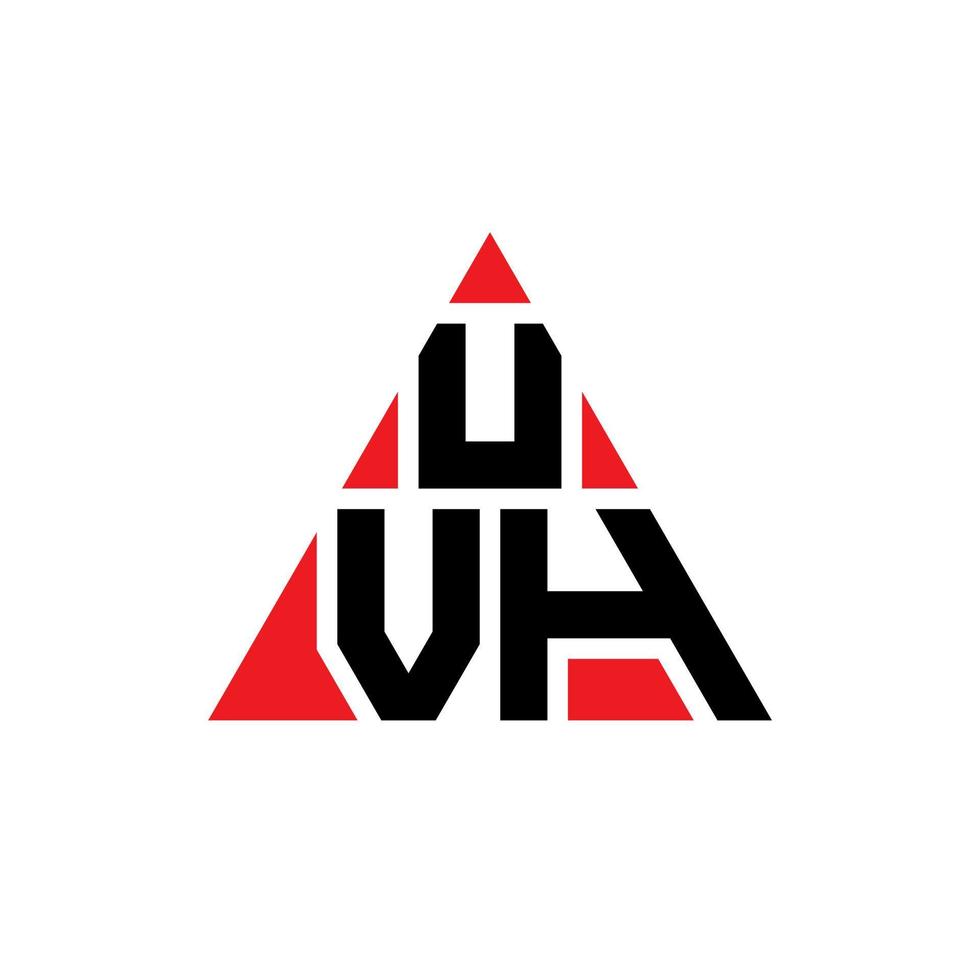 UVH triangle letter logo design with triangle shape. UVH triangle logo design monogram. UVH triangle vector logo template with red color. UVH triangular logo Simple, Elegant, and Luxurious Logo.