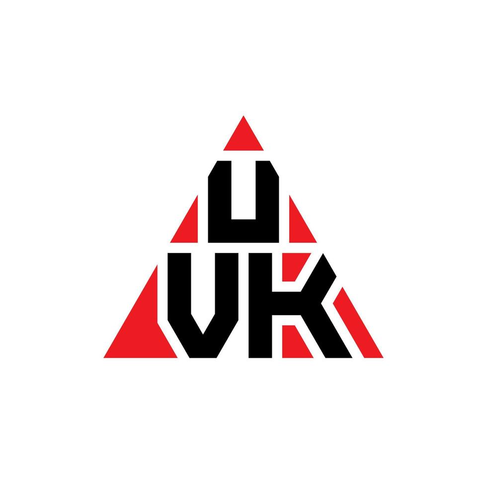 diseño de logotipo de letra triangular uvk con forma de triángulo. monograma de diseño de logotipo de triángulo uvk. plantilla de logotipo de vector de triángulo uvk con color rojo. logotipo triangular uvk logotipo simple, elegante y lujoso.