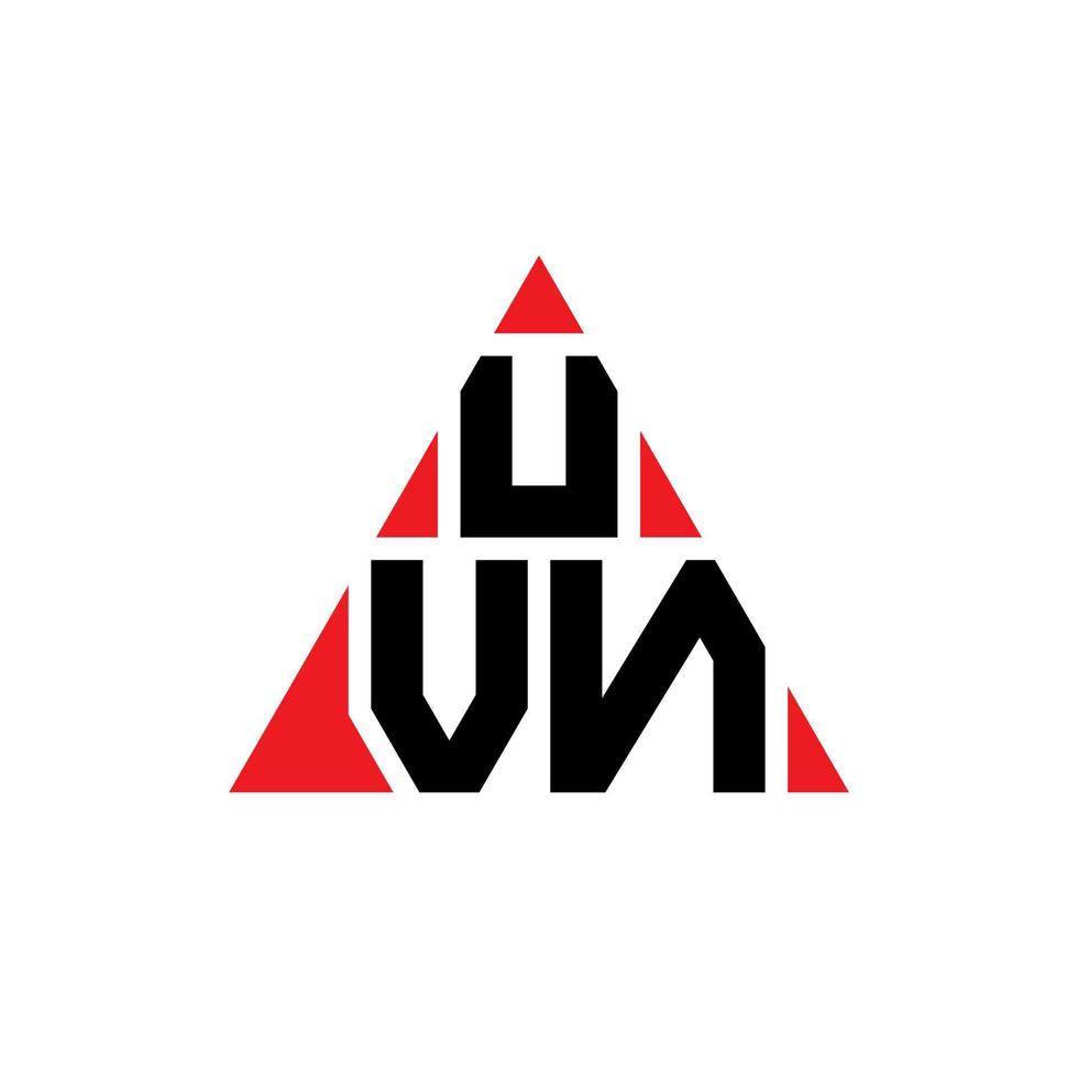 UVN triangle letter logo design with triangle shape. UVN triangle logo design monogram. UVN triangle vector logo template with red color. UVN triangular logo Simple, Elegant, and Luxurious Logo.