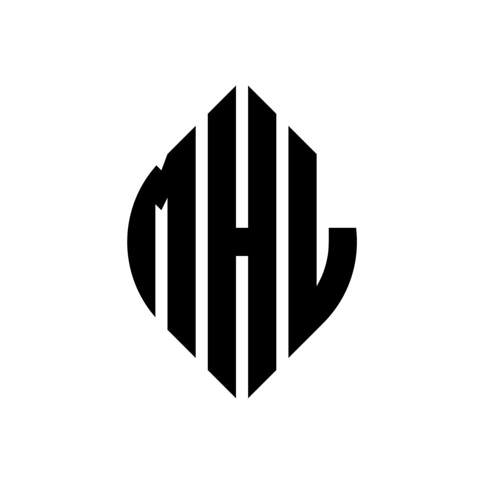 diseño de logotipo de letra de círculo mhl con forma de círculo y elipse. letras elipses mhl con estilo tipográfico. las tres iniciales forman un logo circular. vector de marca de letra de monograma abstracto del emblema del círculo mhl.