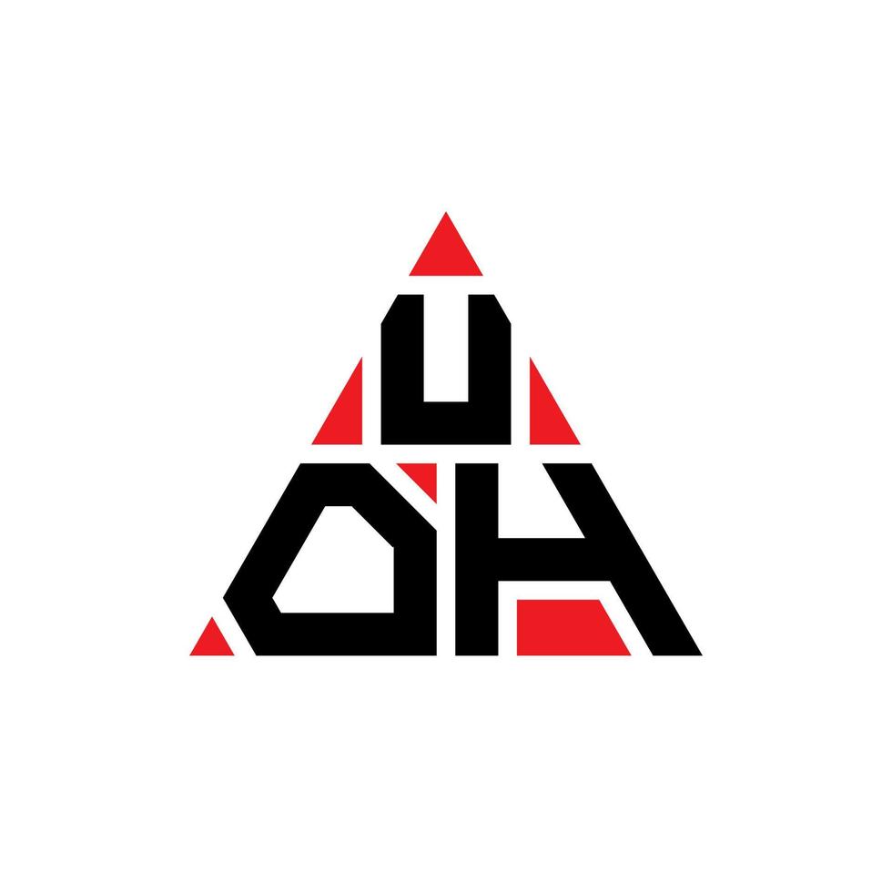 UOH triangle letter logo design with triangle shape. UOH triangle logo design monogram. UOH triangle vector logo template with red color. UOH triangular logo Simple, Elegant, and Luxurious Logo.