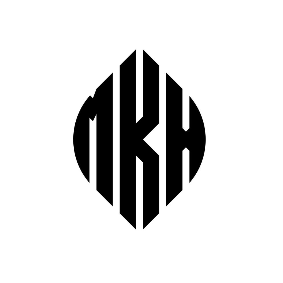MKX circle letter logo design with circle and ellipse shape. MKX ellipse letters with typographic style. The three initials form a circle logo. MKX Circle Emblem Abstract Monogram Letter Mark Vector. vector