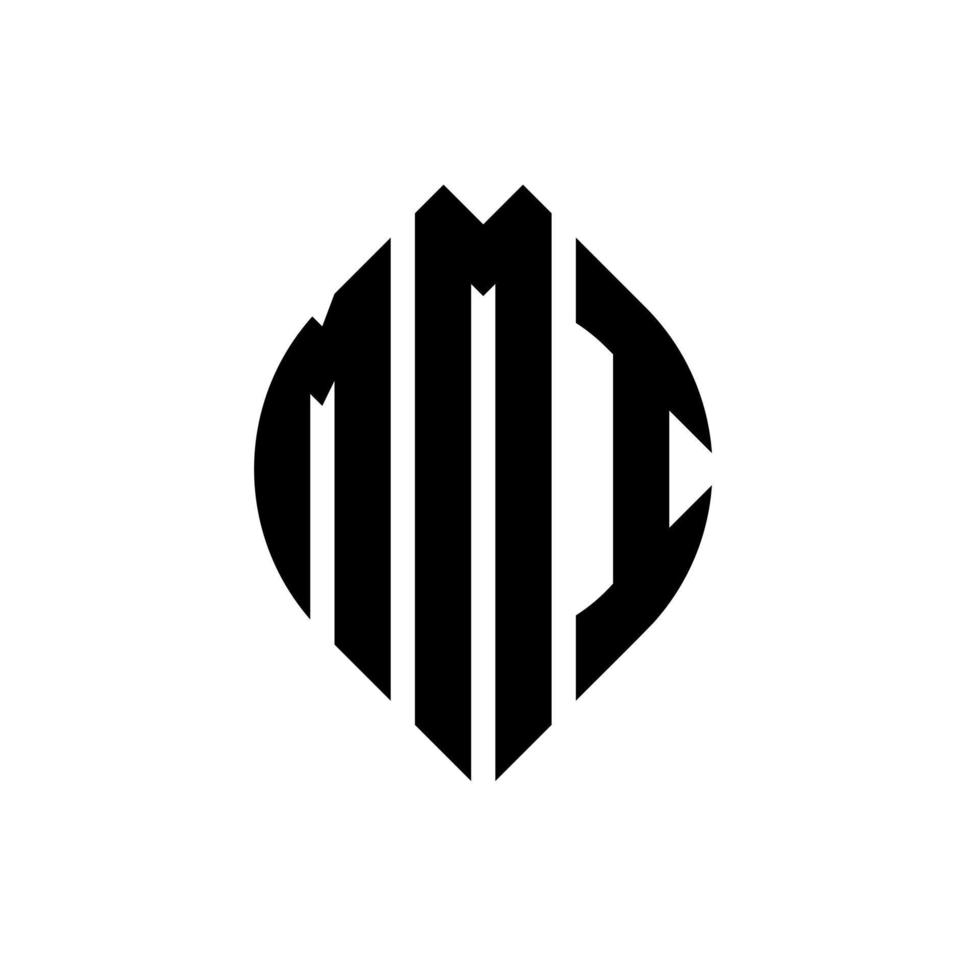 diseño de logotipo de letra de círculo mmi con forma de círculo y elipse. mmi letras elipses con estilo tipográfico. las tres iniciales forman un logo circular. vector de marca de letra de monograma abstracto del emblema del círculo mmi.