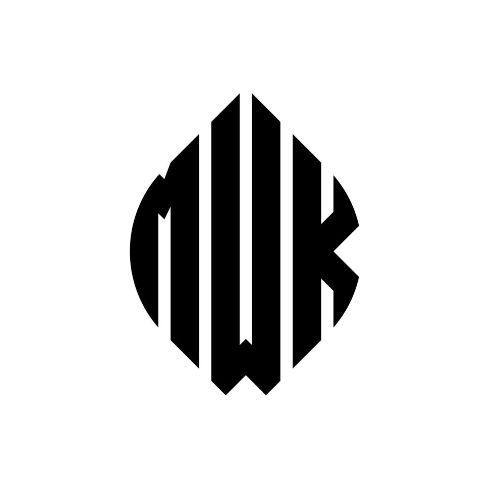 mwk diseño de logotipo de letra circular con forma de círculo y elipse. Letras de elipse mwk con estilo tipográfico. las tres iniciales forman un logo circular. Vector de marca de letra de monograma abstracto del emblema del círculo mwk.