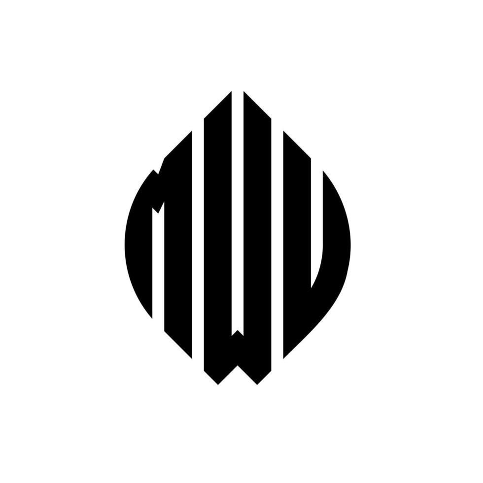 Diseño de logotipo de letra de círculo mwu con forma de círculo y elipse. mwu elipse letras con estilo tipográfico. las tres iniciales forman un logo circular. vector de marca de letra de monograma abstracto del emblema del círculo mwu.