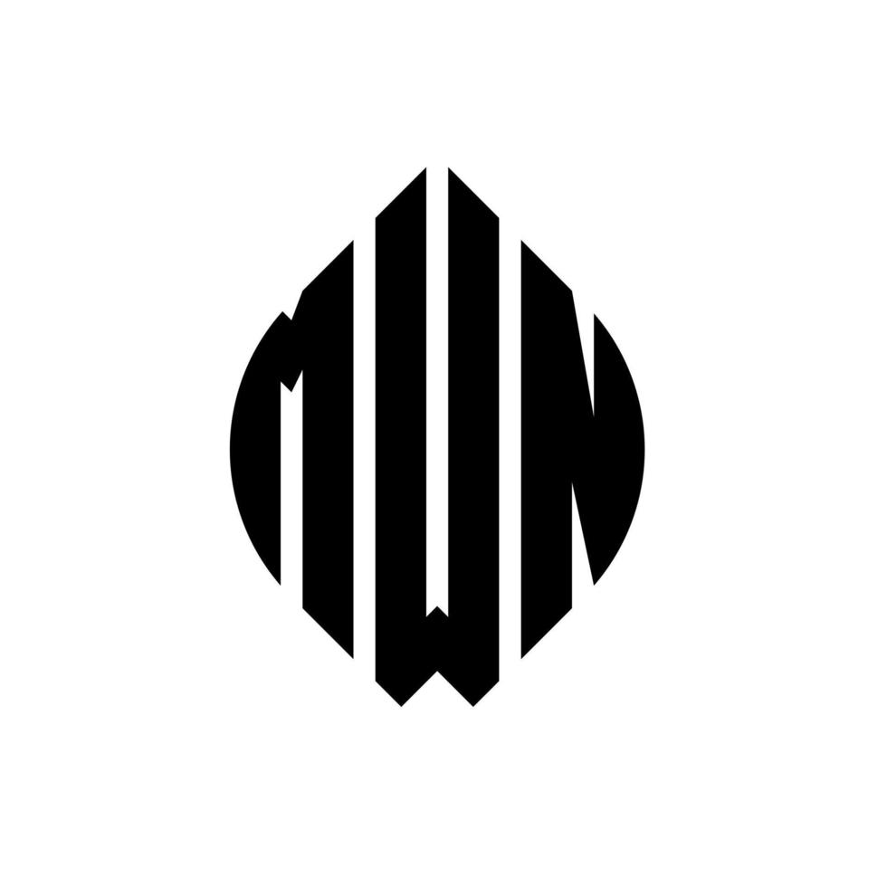 diseño de logotipo de letra de círculo mwn con forma de círculo y elipse. letras de elipse mwn con estilo tipográfico. las tres iniciales forman un logo circular. vector de marca de letra de monograma abstracto del emblema del círculo mwn.