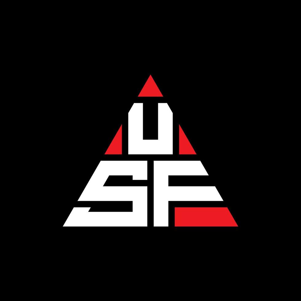 diseño de logotipo de letra triangular usf con forma de triángulo. monograma de diseño del logotipo del triángulo usf. plantilla de logotipo de vector de triángulo usf con color rojo. logotipo triangular usf logotipo simple, elegante y lujoso.