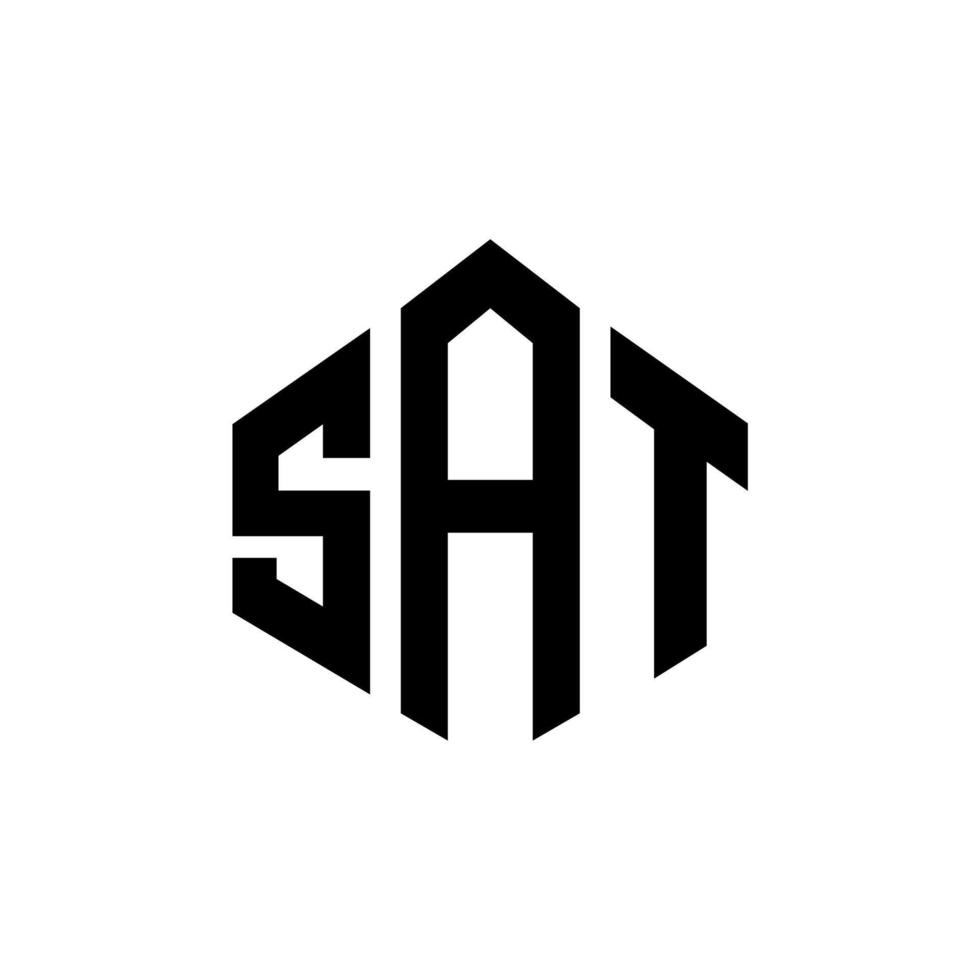 diseño de logotipo de letra sat con forma de polígono. diseño de logotipo en forma de cubo y polígono sat. sat hexagon vector logo plantilla colores blanco y negro. monograma sat, logotipo de negocios e inmobiliario.