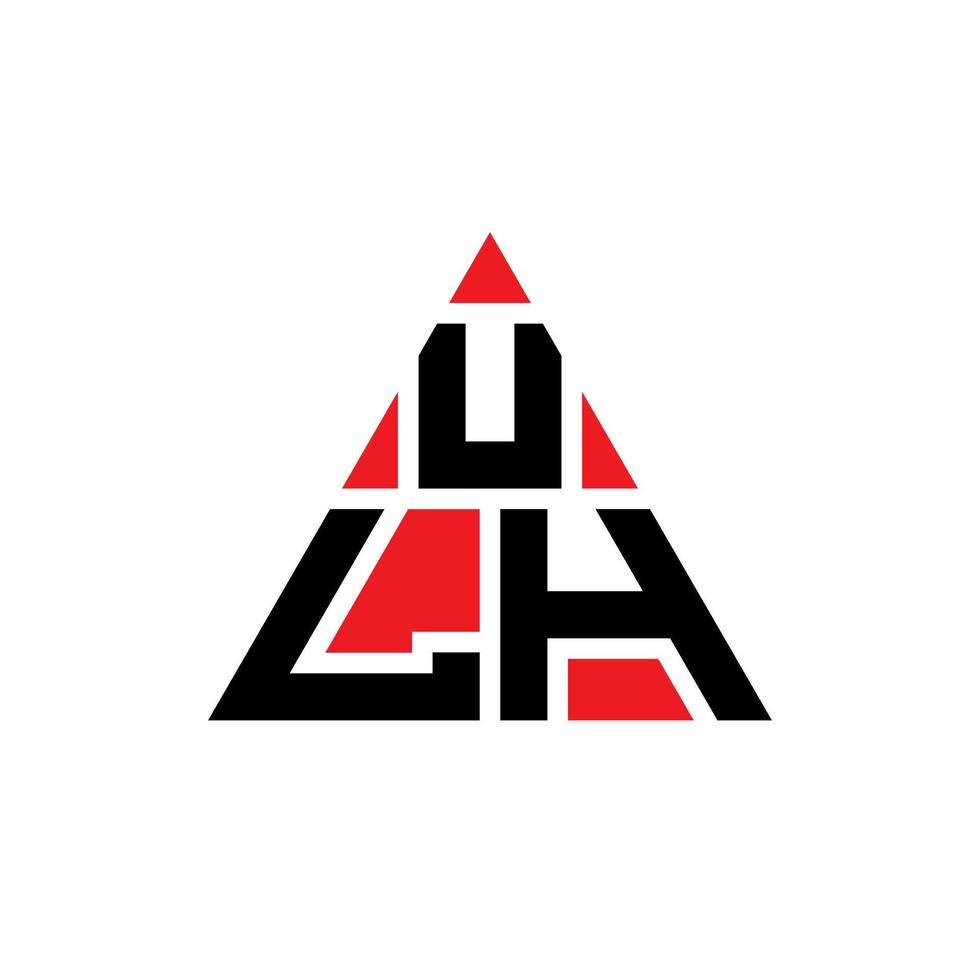 ULH triangle letter logo design with triangle shape. ULH triangle logo design monogram. ULH triangle vector logo template with red color. ULH triangular logo Simple, Elegant, and Luxurious Logo.