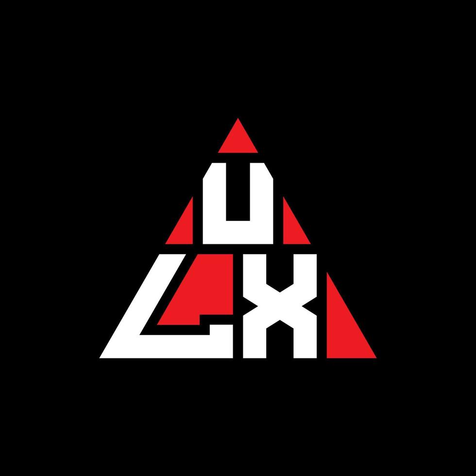 ULX triangle letter logo design with triangle shape. ULX triangle logo design monogram. ULX triangle vector logo template with red color. ULX triangular logo Simple, Elegant, and Luxurious Logo.