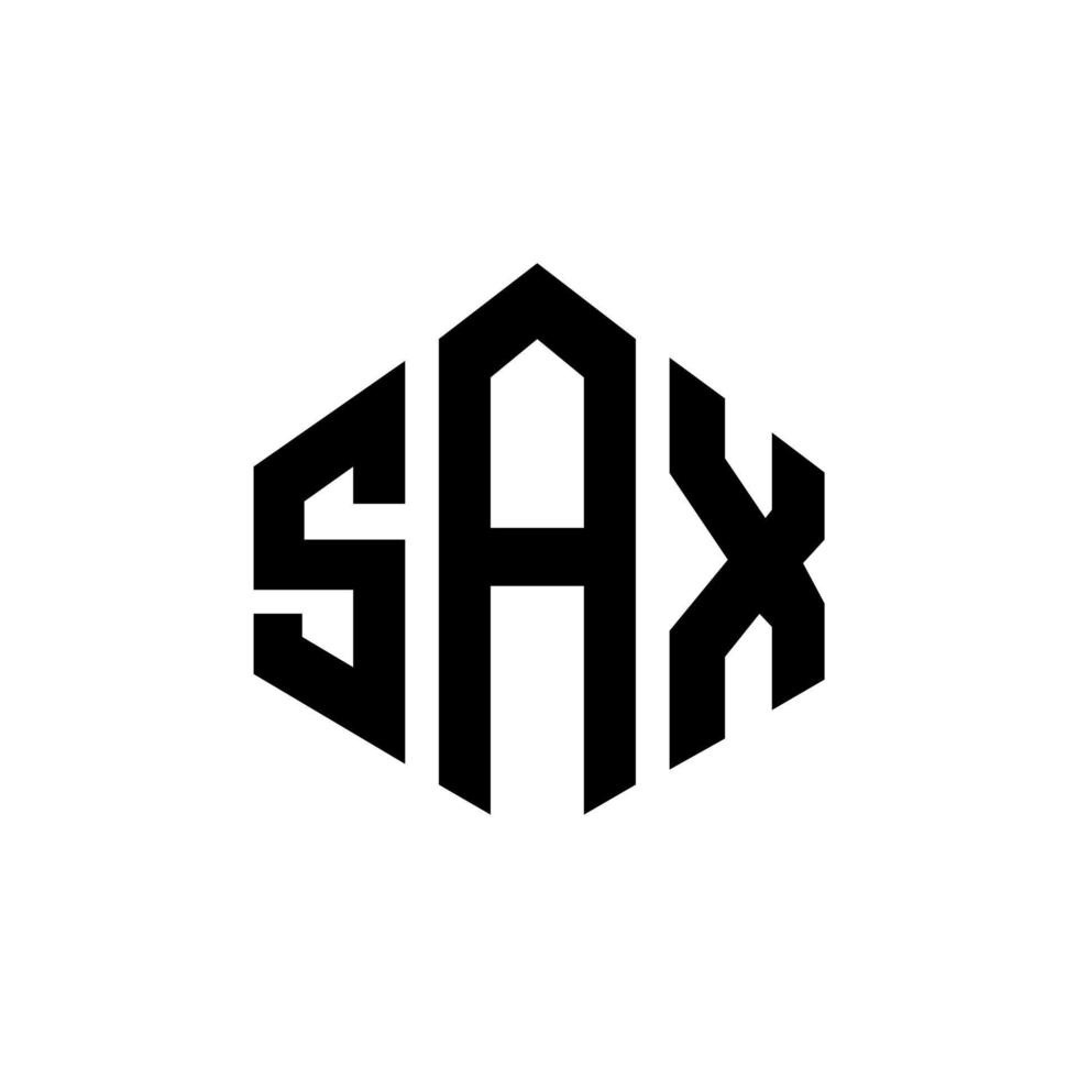 SAX letter logo design with polygon shape. SAX polygon and cube shape logo design. SAX hexagon vector logo template white and black colors. SAX monogram, business and real estate logo.