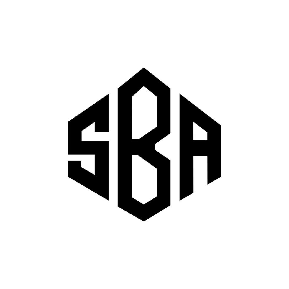 SBA letter logo design with polygon shape. SBA polygon and cube shape logo design. SBA hexagon vector logo template white and black colors. SBA monogram, business and real estate logo.