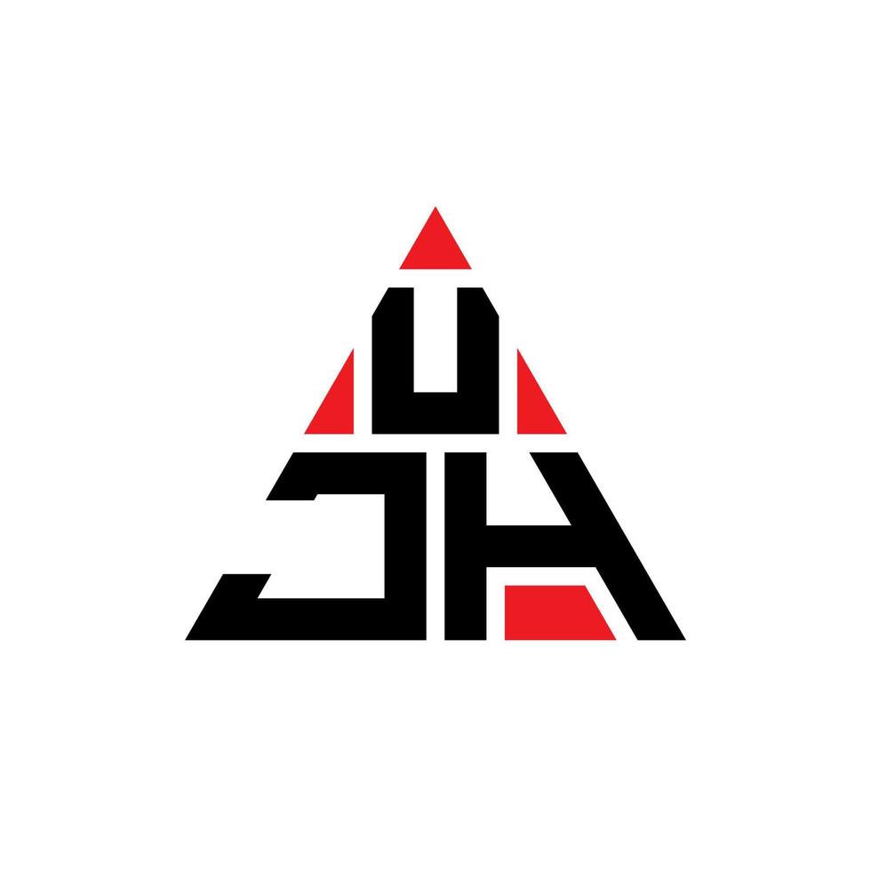 diseño de logotipo de letra triangular ujh con forma de triángulo. monograma de diseño del logotipo del triángulo ujh. plantilla de logotipo de vector de triángulo ujh con color rojo. logotipo triangular ujh logotipo simple, elegante y lujoso.