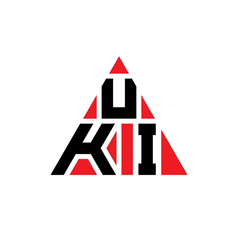 UKI triangle letter logo design with triangle shape. UKI triangle logo design monogram. UKI triangle vector logo template with red color. UKI triangular logo Simple, Elegant, and Luxurious Logo.