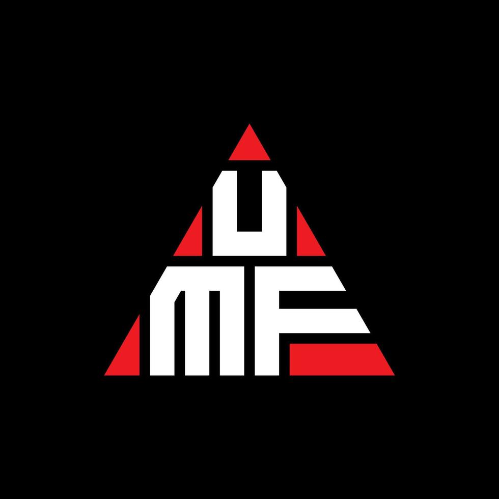 UMF triangle letter logo design with triangle shape. UMF triangle logo design monogram. UMF triangle vector logo template with red color. UMF triangular logo Simple, Elegant, and Luxurious Logo.