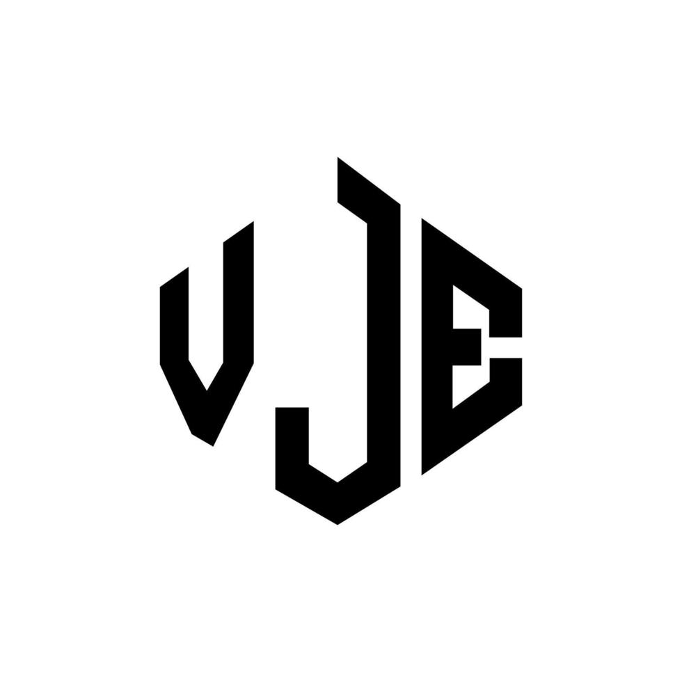 diseño de logotipo de letra vje con forma de polígono. vje polígono y diseño de logotipo en forma de cubo. vje hexagon vector logo plantilla colores blanco y negro. vje monograma, logotipo comercial e inmobiliario.