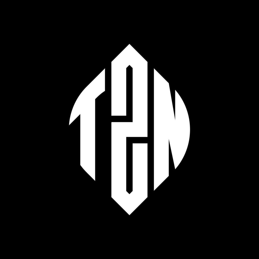 diseño de logotipo de letra de círculo tzn con forma de círculo y elipse. tzn letras elipses con estilo tipográfico. las tres iniciales forman un logo circular. vector de marca de letra de monograma abstracto del emblema del círculo tzn.