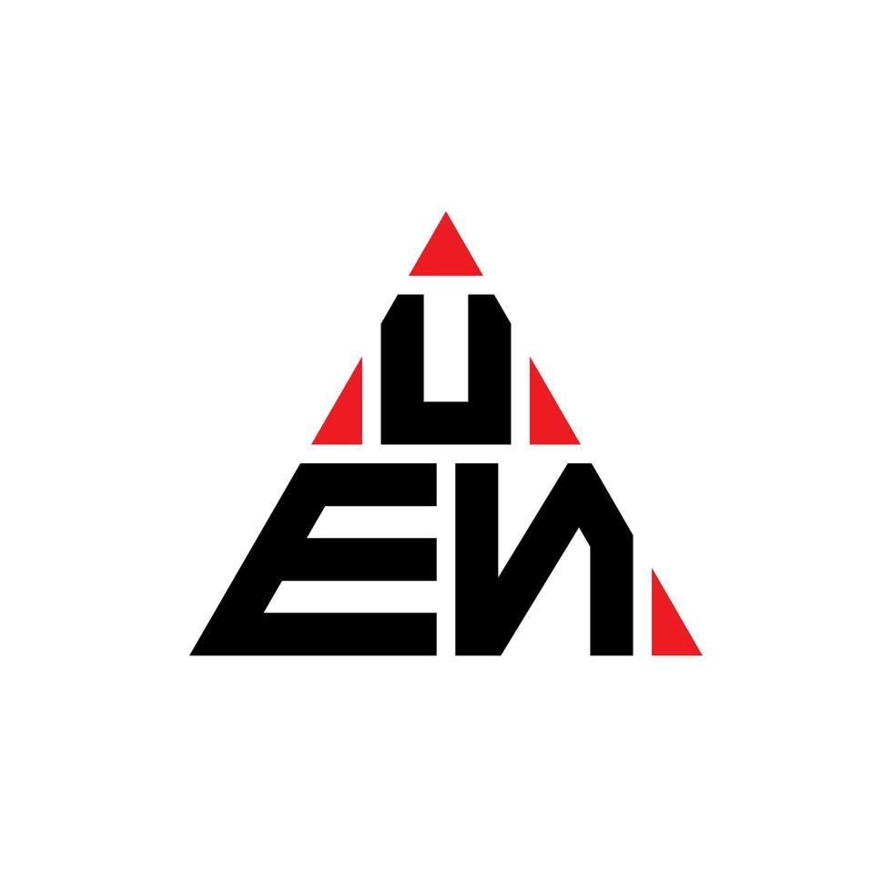 uen diseño de logotipo de letra triangular con forma de triángulo. monograma de diseño del logotipo del triángulo uen. uen plantilla de logotipo de vector de triángulo con color rojo. uen logo triangular logo simple, elegante y lujoso.