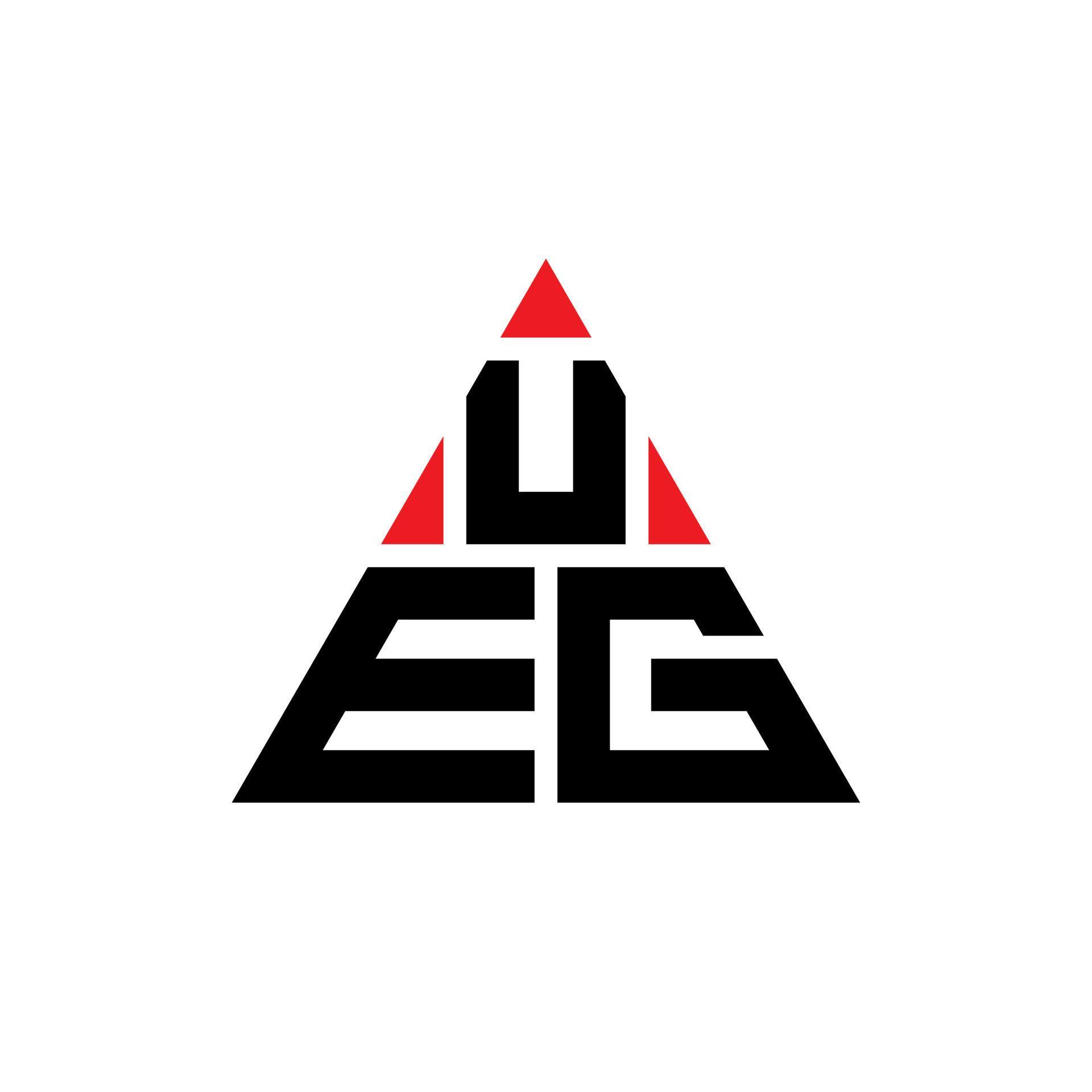 UEG triangle letter logo design with triangle shape. UEG triangle logo
