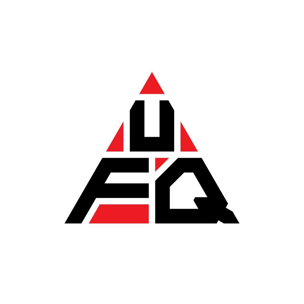 UFQ triangle letter logo design with triangle shape. UFQ triangle logo design monogram. UFQ triangle vector logo template with red color. UFQ triangular logo Simple, Elegant, and Luxurious Logo.