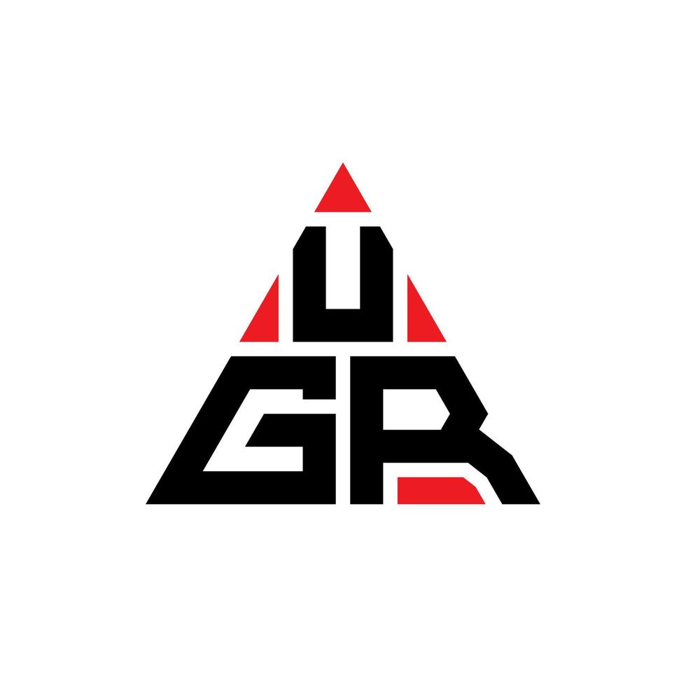 diseño de logotipo de letra triangular ugr con forma de triángulo. monograma de diseño del logotipo del triángulo ugr. plantilla de logotipo de vector de triángulo ugr con color rojo. logo triangular ugr logo simple, elegante y lujoso.