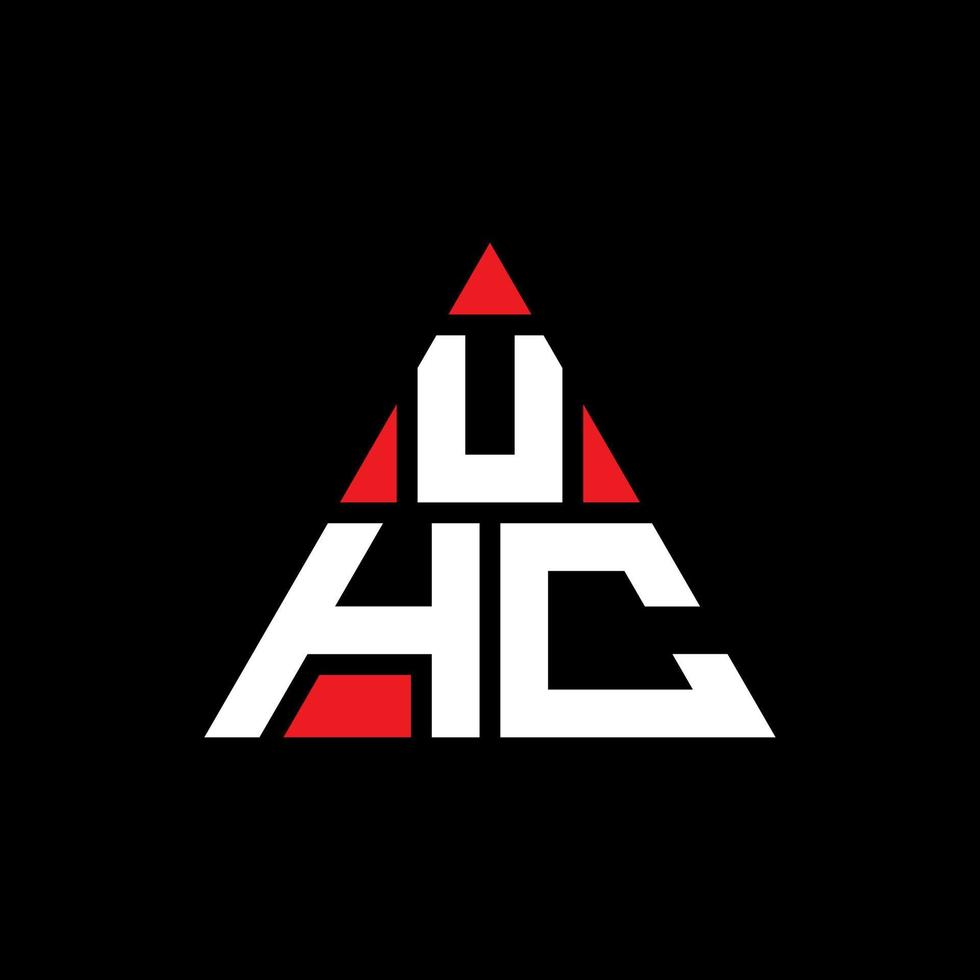 UHC triangle letter logo design with triangle shape. UHC triangle logo design monogram. UHC triangle vector logo template with red color. UHC triangular logo Simple, Elegant, and Luxurious Logo.