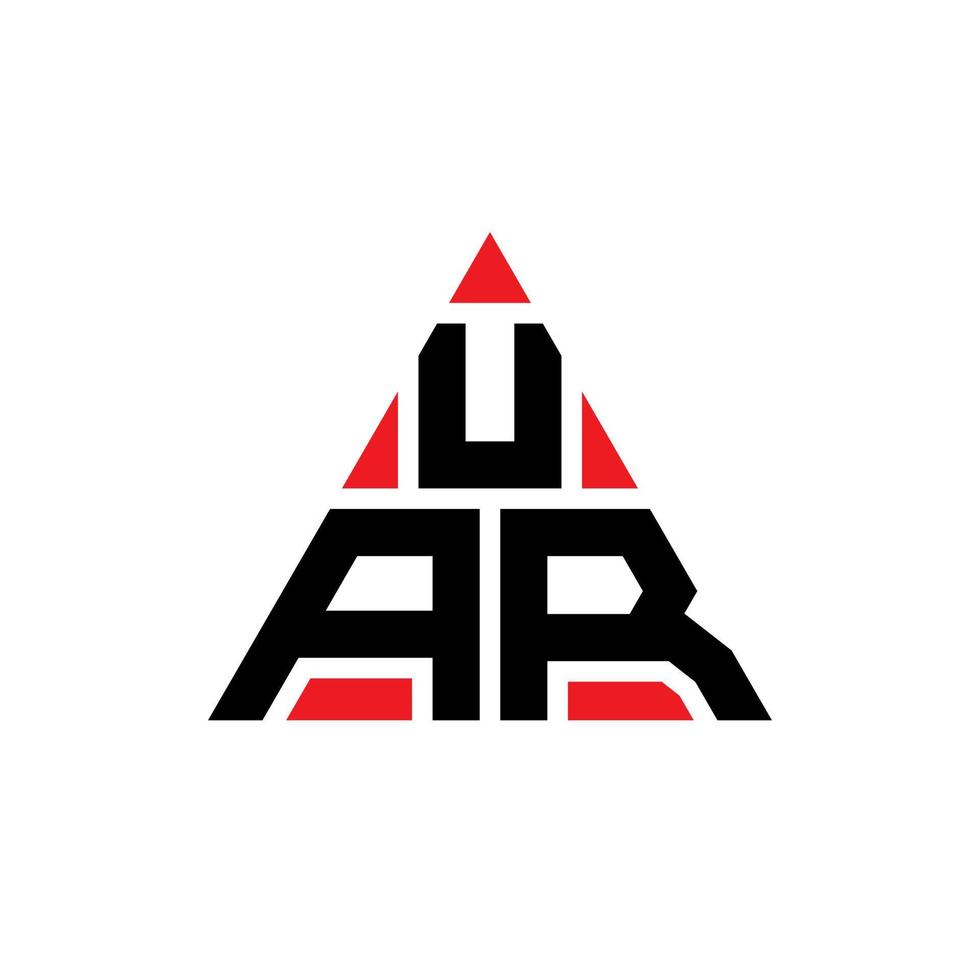 diseño de logotipo de letra triangular uar con forma de triángulo. monograma de diseño del logotipo del triángulo uar. plantilla de logotipo de vector de triángulo uar con color rojo. logotipo triangular uar logotipo simple, elegante y lujoso.