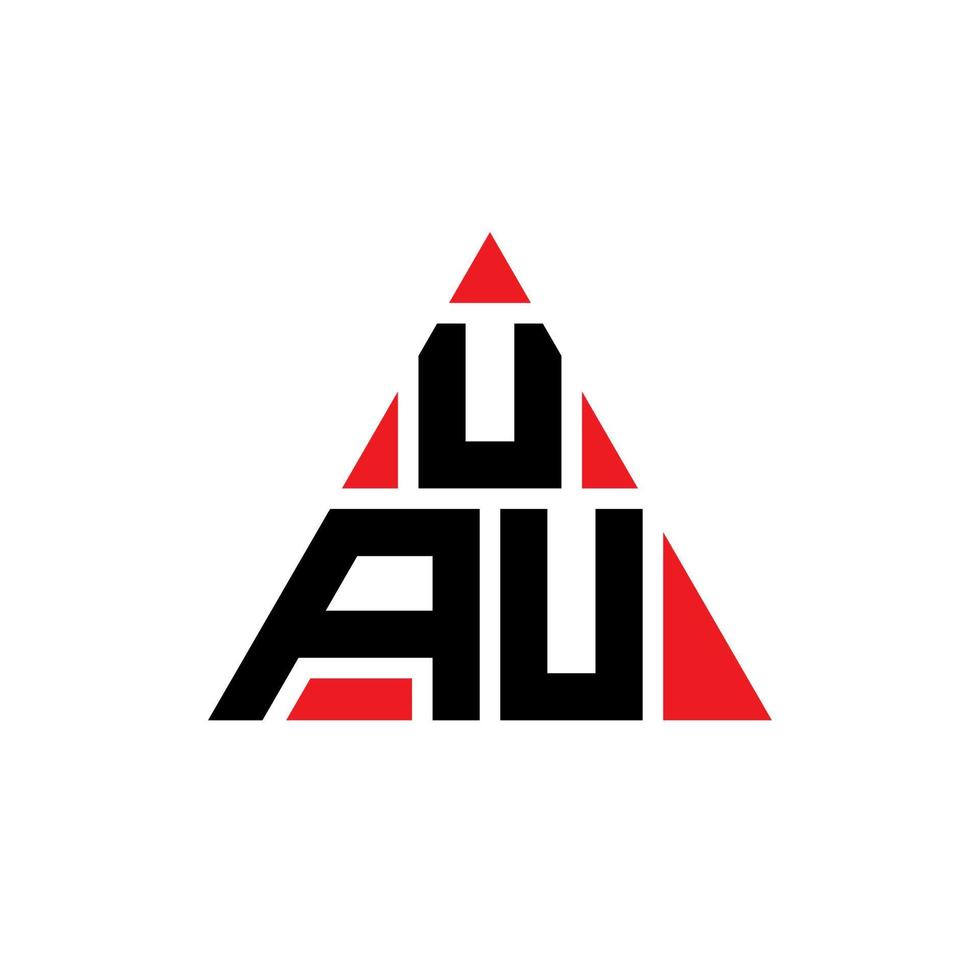 UAU triangle letter logo design with triangle shape. UAU triangle logo design monogram. UAU triangle vector logo template with red color. UAU triangular logo Simple, Elegant, and Luxurious Logo.