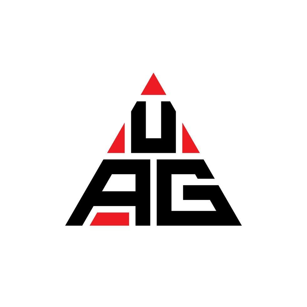 UAG triangle letter logo design with triangle shape. UAG triangle logo design monogram. UAG triangle vector logo template with red color. UAG triangular logo Simple, Elegant, and Luxurious Logo.