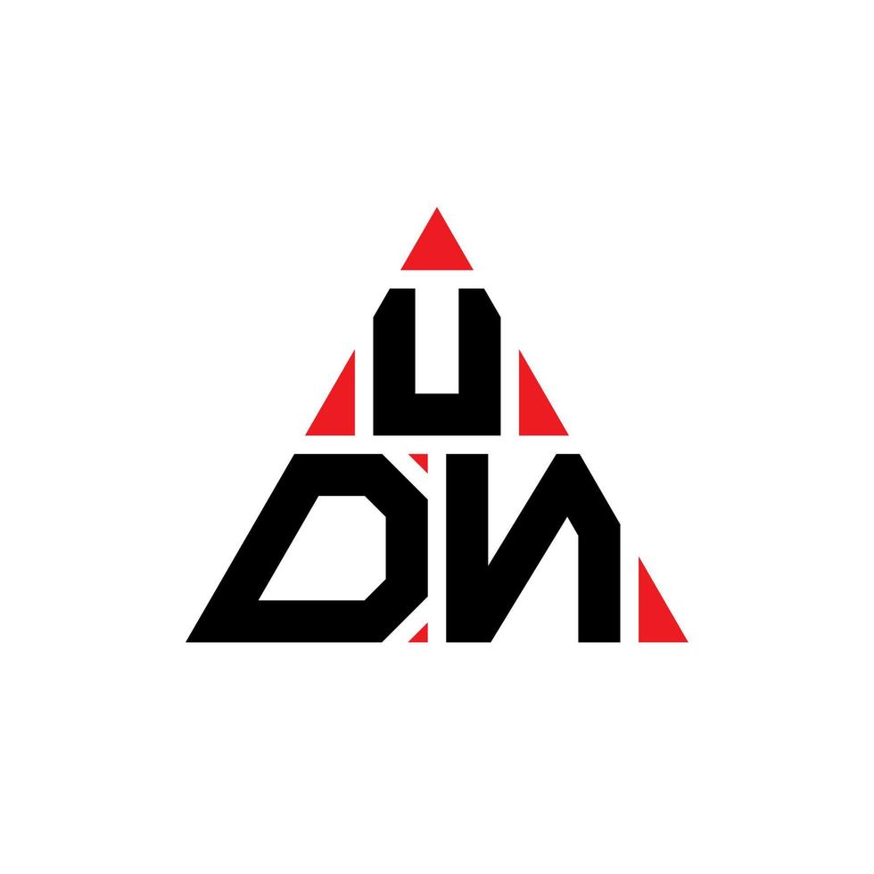diseño de logotipo de letra de triángulo udn con forma de triángulo. monograma de diseño de logotipo de triángulo udn. plantilla de logotipo de vector de triángulo udn con color rojo. logotipo triangular udn logotipo simple, elegante y lujoso.