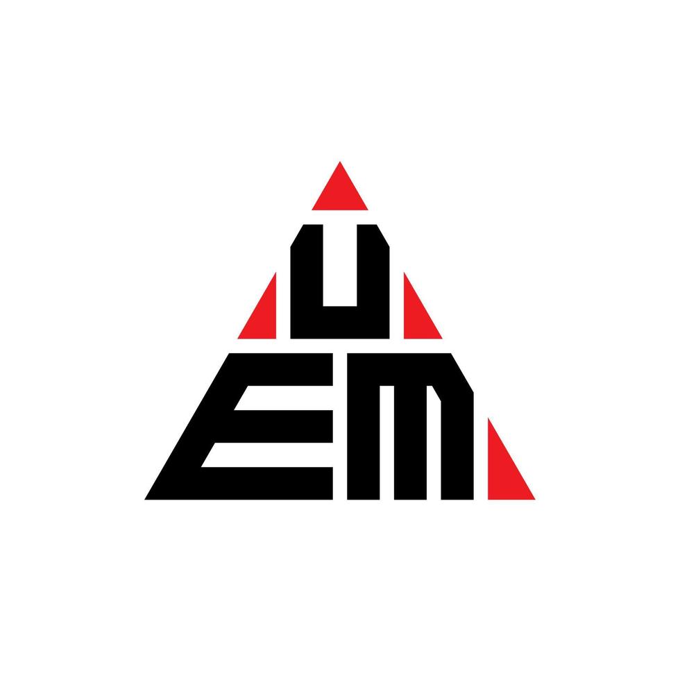 UEM triangle letter logo design with triangle shape. UEM triangle logo design monogram. UEM triangle vector logo template with red color. UEM triangular logo Simple, Elegant, and Luxurious Logo.