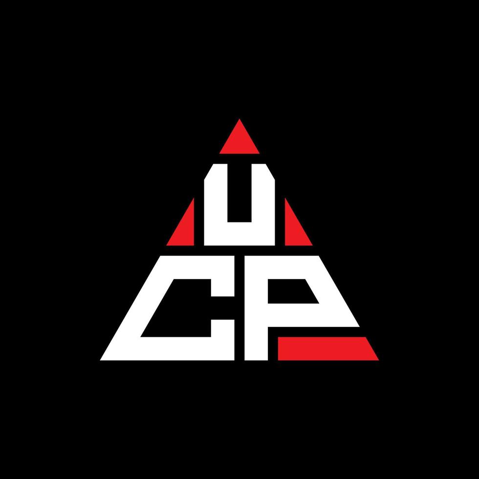 diseño de logotipo de letra triangular ucp con forma de triángulo. monograma de diseño del logotipo del triángulo ucp. plantilla de logotipo de vector de triángulo ucp con color rojo. logotipo triangular ucp logotipo simple, elegante y lujoso.