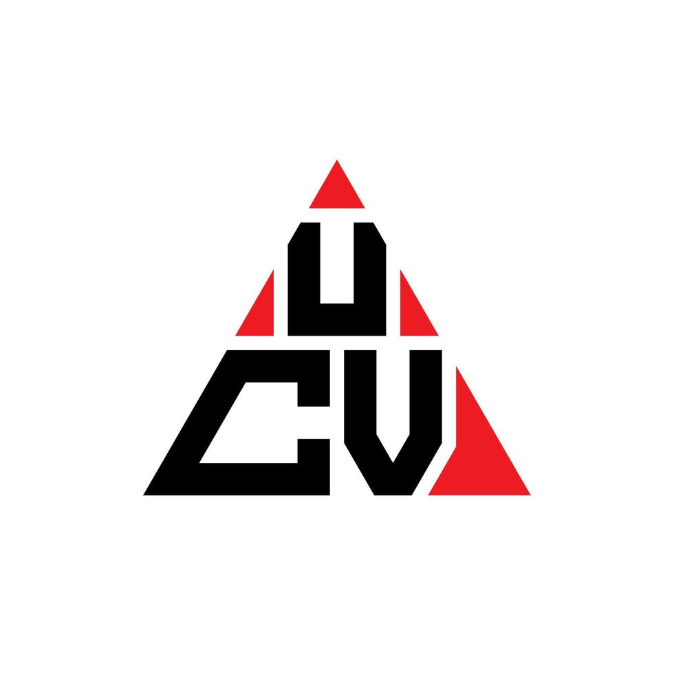 UCV triangle letter logo design with triangle shape. UCV triangle logo design monogram. UCV triangle vector logo template with red color. UCV triangular logo Simple, Elegant, and Luxurious Logo.