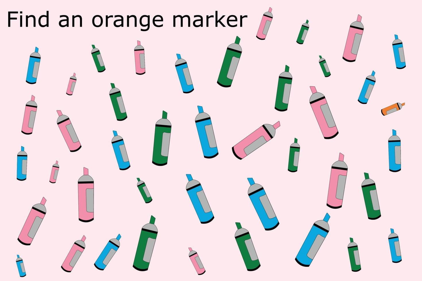 Find a  find orange marker.  Worksheet for preschool kids, kids activity sheet, printable worksheet vector
