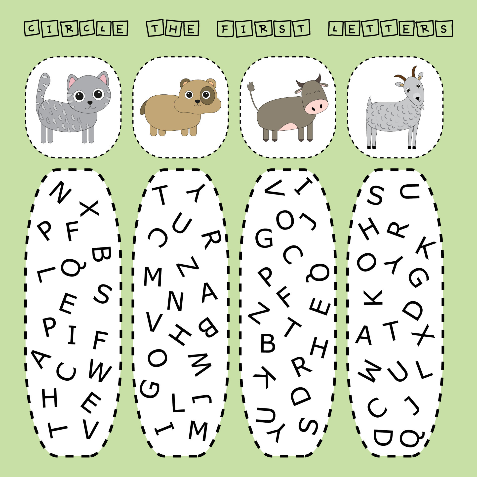 find the first letter of the name animals and connect. Educational game for children. 9188961 Vector Art at Vecteezy find the first letter of the name animals and connect. Educational game for children. 9188961 Vector Art at Vecteezy