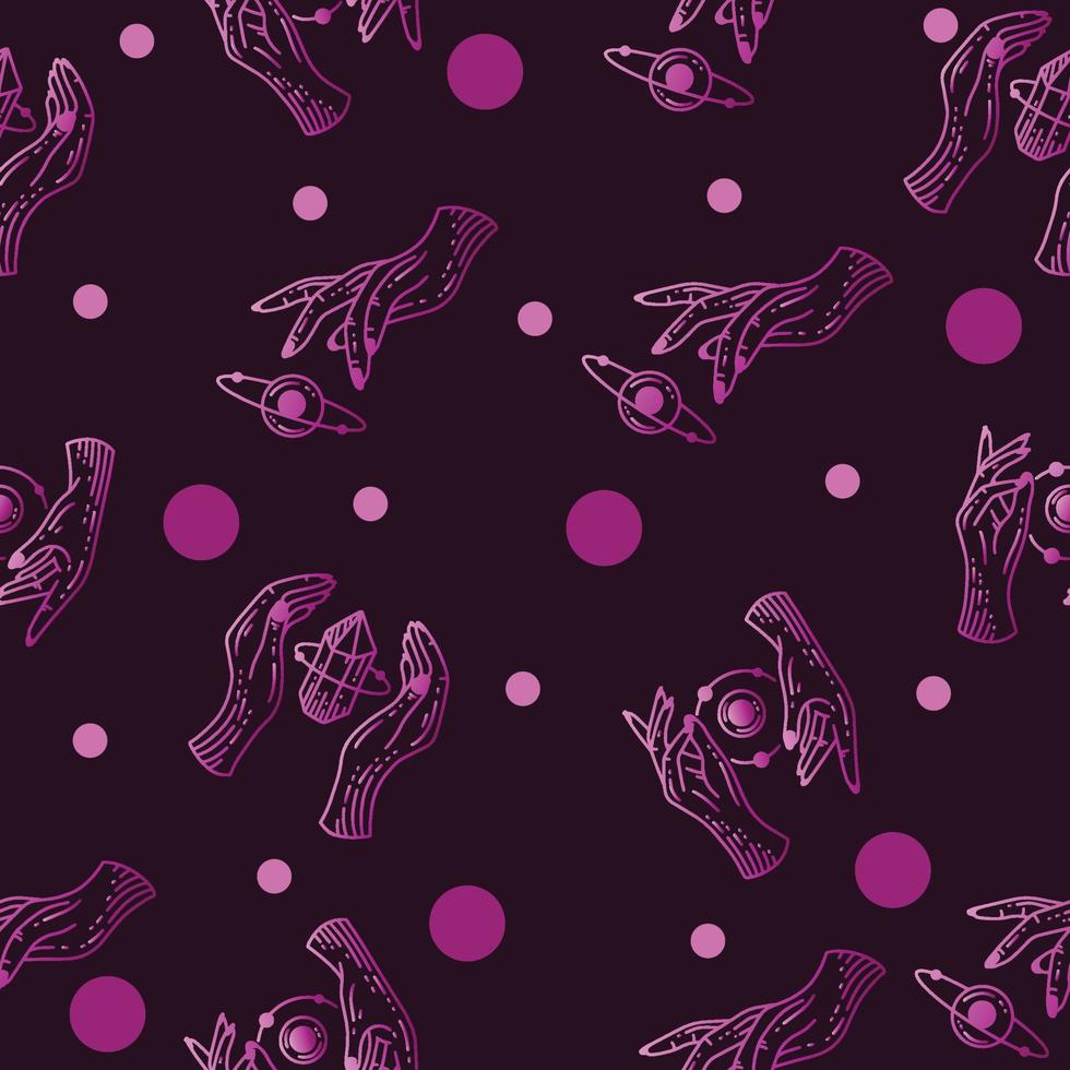 Set Seamless Pattern Purple Mystical Celestial Simple Minimalism Tattoo Symbol With Purple Random Circle Object Space Doodle Esoteric Elements Vintage Illustration Dark Purple. vector